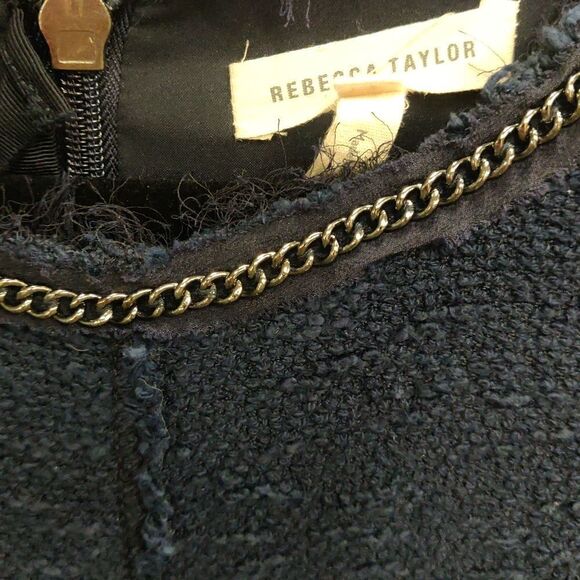 REBECCA TAYLOR Chambray Sleeveless Dress Chain Neckline Women’s Size 10 Blue - Picture 11 of 12